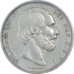 Silver Two and Half Gulden Coin of Willem III Koning of Netherlands.