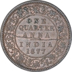 Error Copper One Quarter Anna Coin of Victoria Empress of Calcutta Mint of 1877.