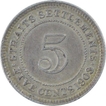 Silver Five Cent Coin of King Edward VII of Straight Settlement.