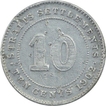 Silver Ten Cent of King Edward VII of Straits Settlements.