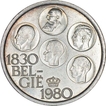 Silver Clad Cupro Nickel Five Hundred Francs Coin of 150th Anniversary of Independence of Belgium.