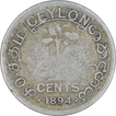 Silver Ten Cent Coin of Queen Victoria of Ceylon.