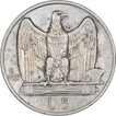 Silver Five Lire Coin of Vittorio Emanuele III of Italy.
