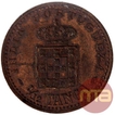 Bronze One Twelfth Tanga Coin of Carlos I of Portuguese Administration of Indo Portuguese.