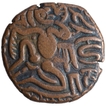 Copper Masha coin of Rajaraja I of Chola Empire.