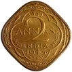 Nickel Brass Two Annas Coin of King George VI of Bombay Mint of 1943.