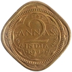 Nickel Brass Two Annas Coin of King George VI of Bombay Mint of 1944.