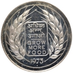 Silver Twenty Rupees Coin of Grow More Food of Bombay Mint of Republic India of 1973.