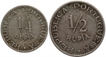 Cupro Nickel Quarter & Half Rupia Coins of Luiz I of Republic of Portugal of Indo Portuguese.