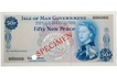 Specimen Fifty New Pence Note of Isle of Man Government of 1969.