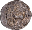Silver Drachma Coin of Amoghbuti of Kuninda Dynasty with ten dotted sun behind the deer.