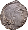 Chandragupta II Silver Drachma Coin of Guptas of portrait type with Bull seated on the reverse.