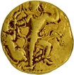 Gupta Dynasty Exceedingly Rare Gold Dinar Coin of Chandragupta II of Lion Slayer type.