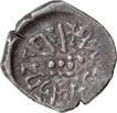 Skandagupta Silver Drachma Coin of Guptas of portrait type with Bull seated on the reverse.