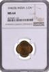 NGC MS 64 Graded Nickel Brass Half Anna Coin of King George VI of Bombay Mint of 1942.