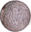 Extremely Rare Silver Two Annas Coin of Victoria Queen of Bombay Mint of 1876.
