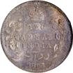 AUNC Silver Two Annas Coin of King Edward VII of Calcutta Mint of 1907 with Ghost Impression.