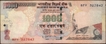 Sheet Fold Printing Error One Thousand Rupees Banknote Signed by D Subbarao of Republic India of 2012.