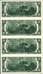 Two Dollars Four Banknotes Uncut Sheet of United States of America of 2013.