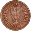  Repubic of Portuguese Copper-Nickel  Four Tangas  1934 AD Coin of Indo-Portuguese.  