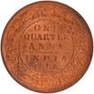 Gem Red Uncirculated Copper One Quarter Anna Coin of Victoria Empress of Calcutta Mint of 1893.