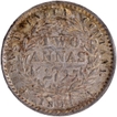 Uncirculated Silver Two Annas Coin of Victoria Queen of Calcutta Mint of 1841 with Toning.