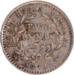 Die Doubling Silver Two Annas Coin of Victoria Queen of Bombay Mint of 1841.