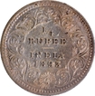 C Incused Silver Quarter Rupee Coin of Victoria Empress of Calcutta Mint of 1893 with Toning.