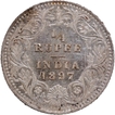 C Incused Silver Quarter Rupee Coin of Victoria Empress of Calcutta Mint of 1897.