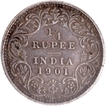 C Incused Silver Quarter Rupee Coin of Victoria Empress of Calcutta Mint of 1901.