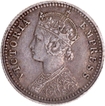 C Incused Silver Quarter Rupee Coin of Victoria Empress of Calcutta Mint of 1901.