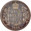 Silver Half Rupee Coin of King Edward VII of Calcutta Mint of 1906 with Toning.