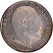 Silver One Rupee Coin of King Edward VII of Calcutta Mint of 1906 with Toning and Ghost Impression.