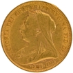 1893 Gold Half Sovereign Coin of Victoria Queen of United Kingdom.