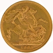 1895 Gold Sovereign Coin of Victoria Queen of United Kingdom.