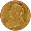 1899 Gold Sovereign Coin of Victoria Queen of United Kingdom.