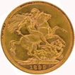 1899 Gold Sovereign Coin of Victoria Queen of United Kingdom.