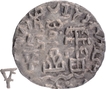 Silver Drachma Coin of Amoghbuti of Kunindas with split arm Indradhvaja on the reverse.