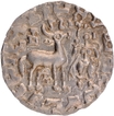 Silver Drachma Coin of Amoghbuti of Kunindas with three arhed hill below the deer.