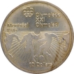 Silver Ten Dollars Coin of Queen Elizabeth II of Canada of 1976.