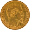 Gold Twenty Francs Coin of Napoleon III  of 1860 of France.