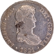 Silver Eight Reales Coin of Fernando VII of Spain of 1821.