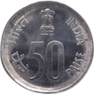 Brockage Error Fifty Paisa Steel Coin of Republic India.