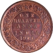 Copper One Quarter Anna Coin of Victoria Empress of Calcutta Mint of 1900.