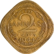 Scarce Large Four Nickel Brass Two Annas Coin of King George VI of Bombay Mint of 1944.
