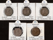 King George V Cupro Nickel Four Annas Five Coins Collection of Calcutta and Bombay Mint of 1919, 1920, 1921.