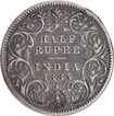 Rare Year of 1883 Silver Half Rupee Coin of Victoria Empress of Calcutta Mint.