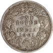 Rare 1901 A4 type Silver One Rupee Coin of Victoria Empress of Calcutta Mint.