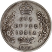 Scarce Silver One Rupee Coin of King Edward Coin of Bombay Mint of 1908 (8 over 7).