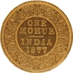 Very  Rare Gold One Mohur Coin of Victoria Empress of Calcutta Mint of 1877.